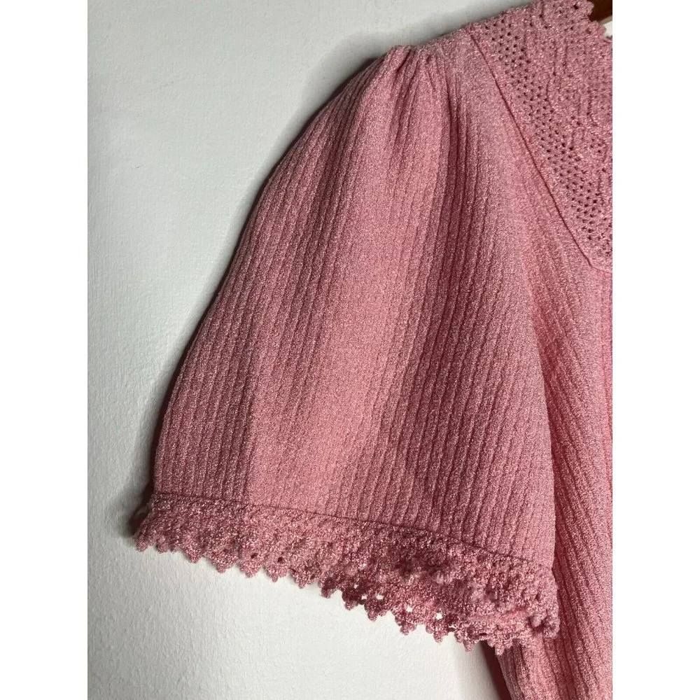 Vintage 70's Women's Medium Small Keneth Knits Pink Top Shirt - Picture 2 of 9